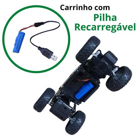 Carrinho de controle remoto bateria recarregável jipe verde