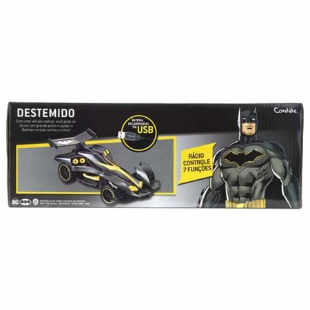 Carrinho Controle Remoto Candide Batman Destemido 7 Funções