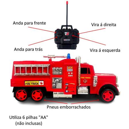 Imagem de Carrinho de Controle Remoto Caminhão Bombeiros Americano