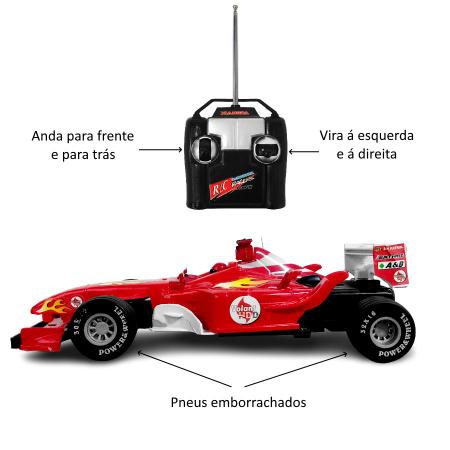Imagem de Carrinho de Controle Remoto Formula 1 Infantil Carro de Brinquedo Vermelho