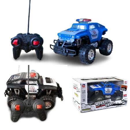 Carrinho De Controle Remoto Polícia 4x4 Monster Brinquedo