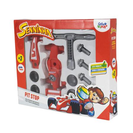 Carrinho de Corrida Senninha Pit Stop e Ferramentas 14 Peças Paki Toys