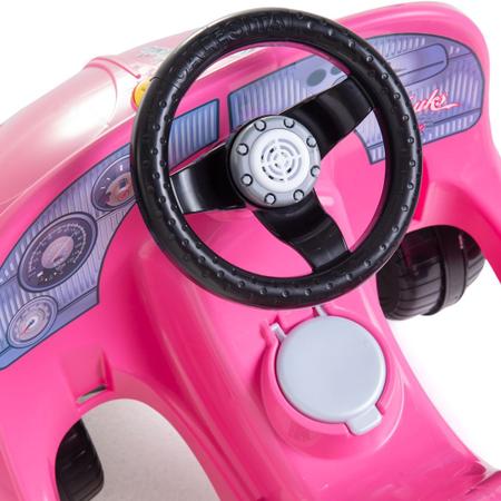 Imagem de Carrinho De Passeio Fusca Rosa Quadriciclo Infantil Fouks Calesita 2x1 Com Empurrador Pedal Buzina