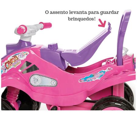 Imagem de Carrinho de Passeio Infantil com Empurrador e Pedal Bebê Cross Turbo Rosa - Calesita