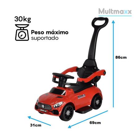 Imagem de Carrinho de Passeio Infantil com Empurrador Multifuncional Vermelho até 30Kg Multmaxx