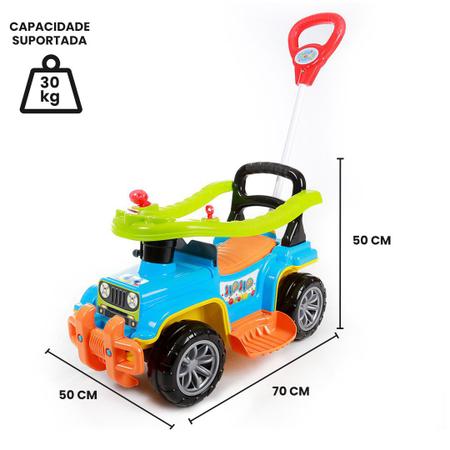 Imagem de Carrinho De Passeio Infantil Quadriciclo Com Empurrador e Buzina Maral Jip Jip Colorido