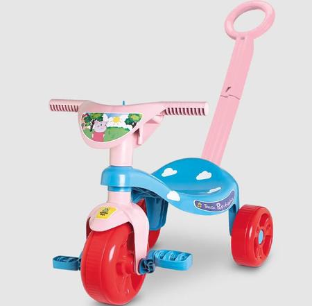 Imagem de Carrinho de Passeio ou Pedal Triciclo Infantil Tchuco Pepitinha Com Haste - Samba Toys