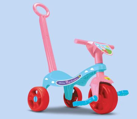 Imagem de Carrinho de Passeio ou Pedal Triciclo Infantil Tchuco Pepitinha Com Haste - Samba Toys