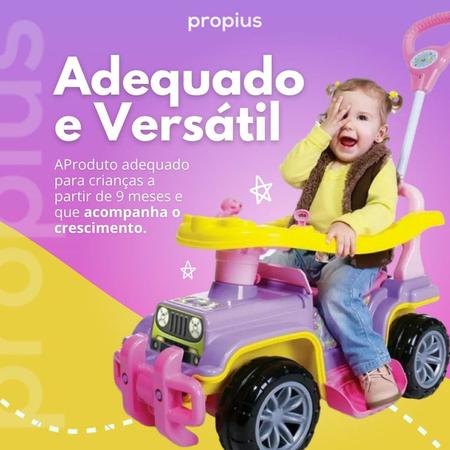 Imagem de Carrinho De Passeio Quadriciclo Infantil Menina Brinquedo Criança Com Empurrador Motoca Confortável Andador