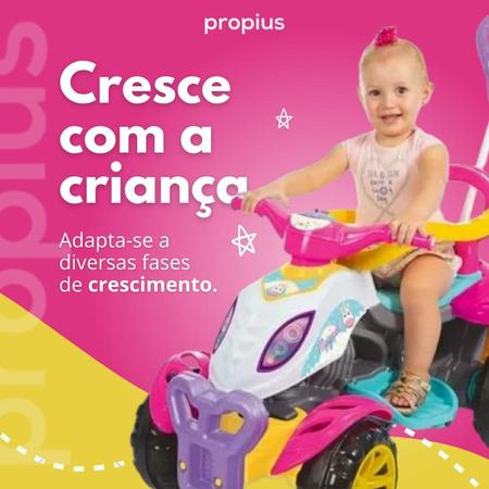 Imagem de Carrinho De Passeio Quadriciclo Infantil Menina Colorido Pedal Anel Limitação Aro Protetor Coordenação Motora