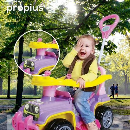 Imagem de Carrinho De Passeio Quadriciclo Infantil Menina Com Haste Guia Pedal Motoca Antiderrapante Coordenação Motora