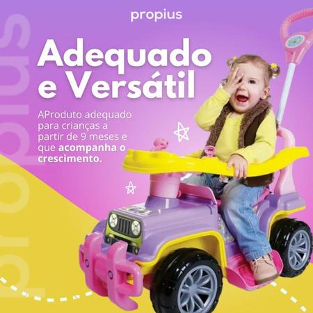 Imagem de Carrinho De Passeio Quadriciclo Infantil Menina Com Haste Guia Pedal Motoca Antiderrapante Coordenação Motora