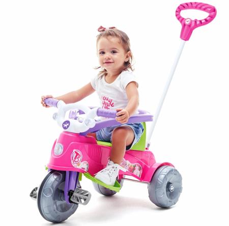 Triciclo Infantil com Empurrador Motoca Passeio Velotrol