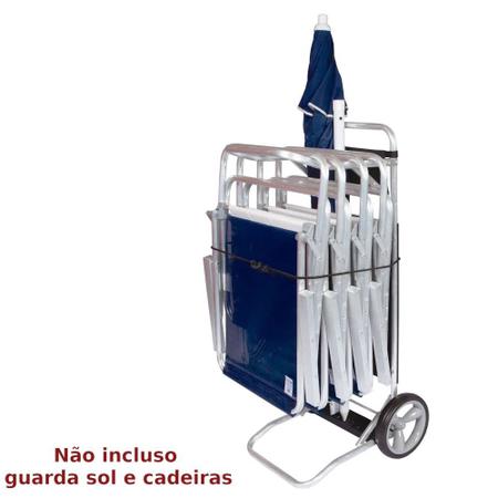 Imagem de Carrinho de Praia Aluminio e Plastico para Carregar Ate 5 Cadeiras  Mor 