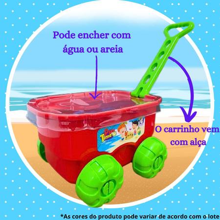 Imagem de Carrinho De Praia E Regador Com Acessórios Infantil Pazinha Moldes Animais Kit Brinquedo Praia Cotiplás