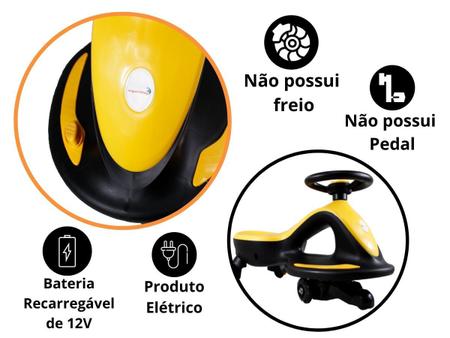 Carrinho Rolimã Eletrico 12v Infantil Giro Car Volante Drift