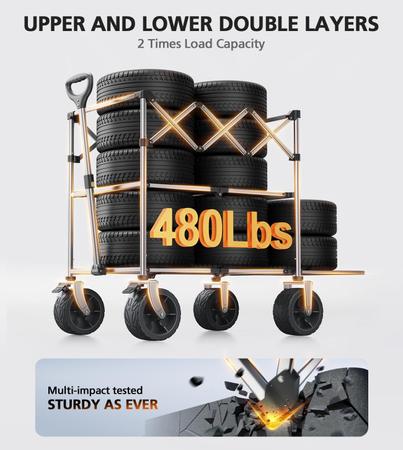 Imagem de Carrinho dobrável Everyfun 218 kg Double Decker 480 L com bolsa