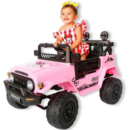 Carrinho El trico Infantil Carro De Passeio Jeep 12v Rosa