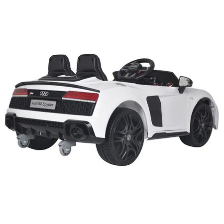 Imagem de Carrinho Elétrico Infantil Motorizado Audi R8 Spyder com Controle Som 12V Branco G31 - Gran Belo