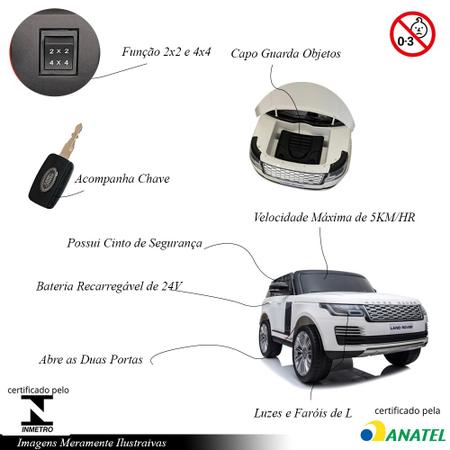 Imagem de Carrinho Elétrico Infantil Motorizado Land Rover com Controle 12V Banco de Couro MP5 G31 - Gran Belo