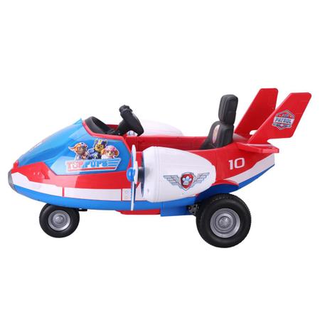 Imagem de Carrinho elétrico infantil Patrulha Canina Avião motorizado 12v carro de passeio c/controle remoto