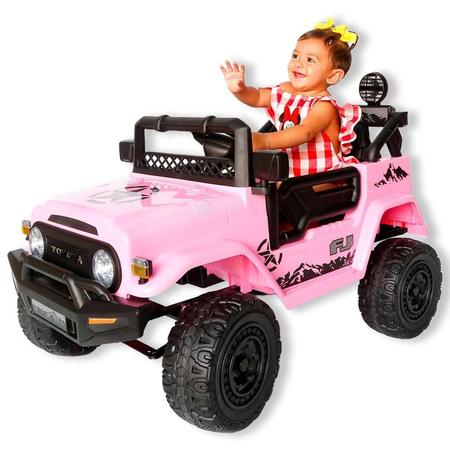 Imagem de Carrinho Elétrico Para Criança Deluxe Jeep Rosa