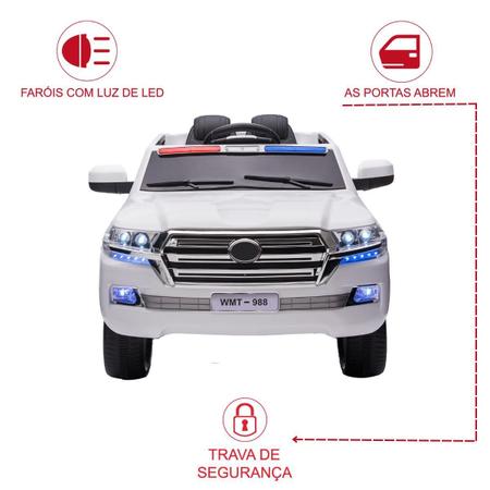 Imagem de Carrinho Elétrico SUV 12V - Branco  Controle Remoto  Rádio