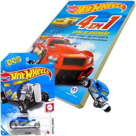 Imagem de Carrinho Hot Wheels Ford 32 Mattel + Livro com Quebra Cabeça Memória e Dominó