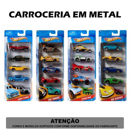 Carrinho Hot Wheels Kit 5 Unidades Sortidos sem Repetidos Matel