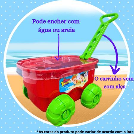 Imagem de Carrinho Infantil Com Acessórios De Praia Rodinhas Molde Bichinhos Alça De Puxar Brinquedos Cotiplás