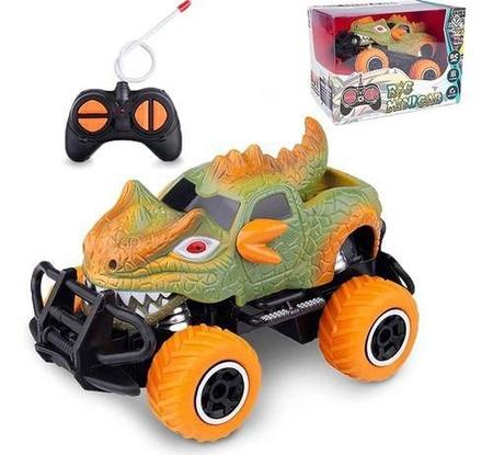 Imagem de Carrinho Infantil De Controle Remoto Dinossauro Monster 4x4 Laranja
