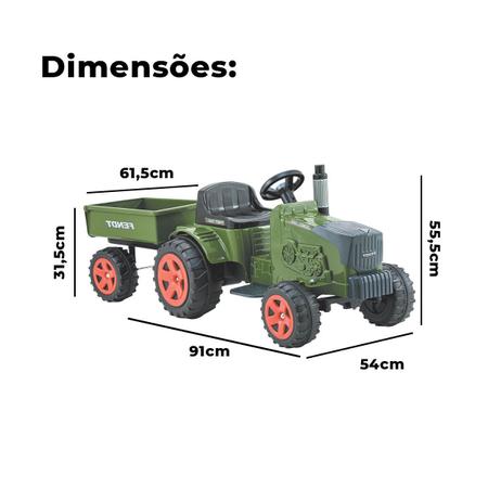 Carrinho Infantil Passeio De Pedal Trator Fendt - Com Caçamba - Biemme -  Verde