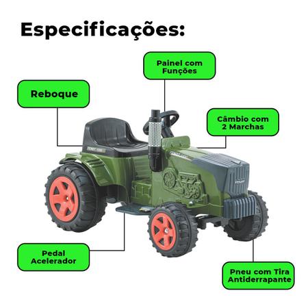 Carrinho Infantil Passeio De Pedal Trator Fendt - Com Caçamba - Biemme -  Verde