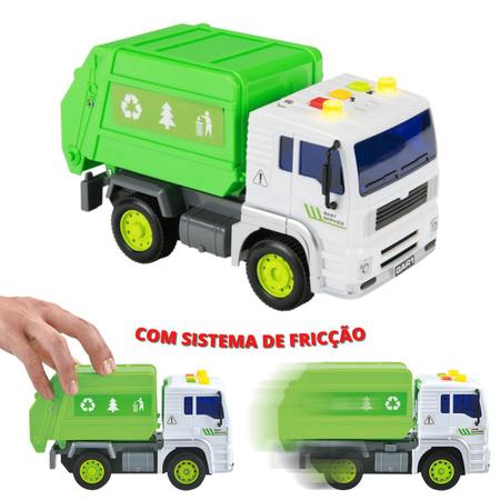 Brinquedo Caminhão Fricção Coleta de Lixo C/Som e Luz DmToys - Fabrica da  Alegria