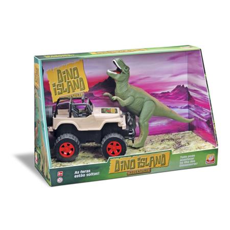 Imagem de Carrinho Jipe Com Dinossauro Tiranossauro Rex Dino Island - Silmar