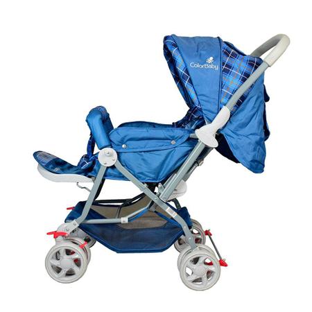 Kit Para Carrinho Bebe Xadrez Azul