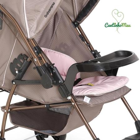 Imagem de Carrinho milano reversivel ii cappuccino rosa + bebe conforto grid preto - galzerano