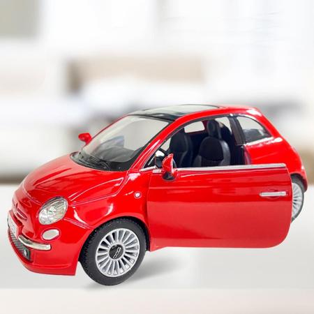 Imagem de Carrinho Miniatura Fiat 500 Metal Fricção Abre Porta Coleção