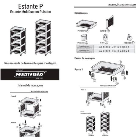 Imagem de Carrinho organizador de banheiro plastico com 4 prateleiras Multivisão EP4-3676-BRPR