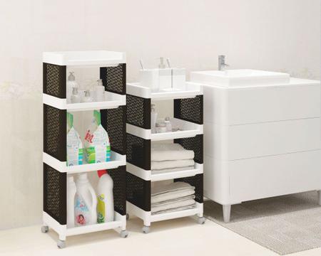 Imagem de Carrinho organizador de banheiro plastico com 4 prateleiras Multivisão EP4-3676-BRPR