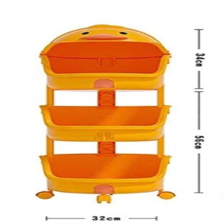 Imagem de Carrinho organzador de brinquedos infantil estante 3 compartimento portatil pintinho amarelo