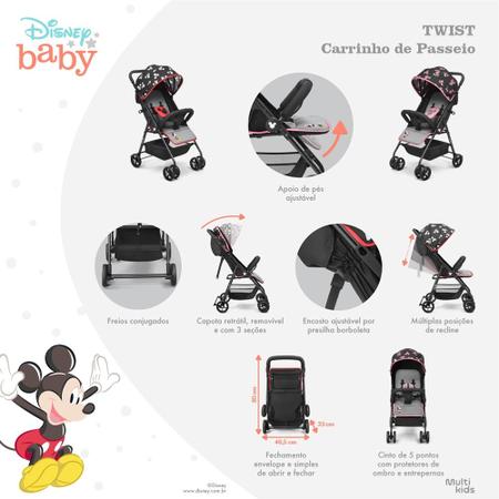 Imagem de Carrinho Passeio Até 15 Kg Mickey Twist Multikids Baby Preto