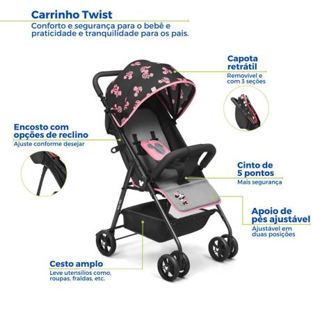 Imagem de Carrinho Passeio Bebê Minnie Infantil Travel System Menina