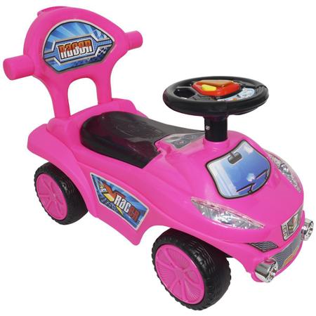 Imagem de Carrinho Passeio Infantil Criança 4 em 1 Haste Empurrador Capota Quadriciclo Rosa Brinqway BW-060RS