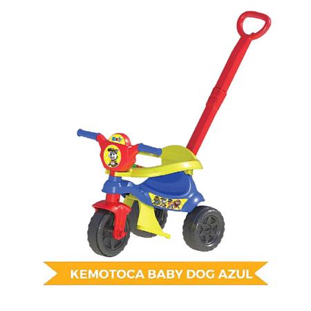 Imagem de Carrinho Passeio Triciclo Motoca Empurrador Proteção Criança Baby Dog Azul Cód. 1739