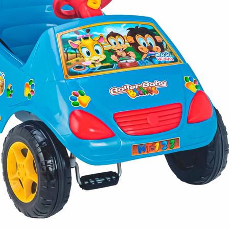 Imagem de Carrinho Pedal Infantil Roller Baby Bichos Magic Toys Meninos Azul Com Empurrador