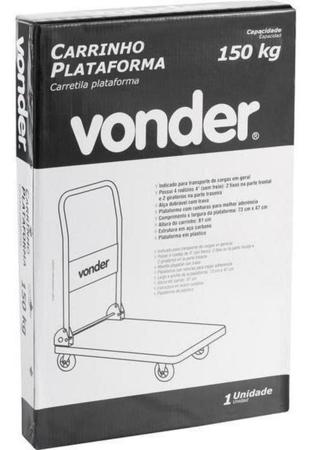 Carrinho plataforma 150kg plástico - Vonder Imagem de Carrinho plataforma 150kg plástico - Vonder