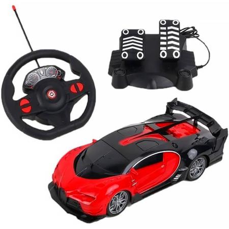 Imagem de Carrinho Racing Control Spark com Volante e Pedal Vermelho e Preto 1:16 BR1338 - Multikids