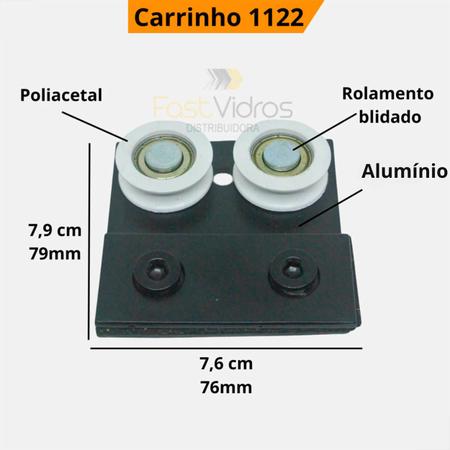 Imagem de Carrinho Roldana 1122 Dupla Stanley Porta De Vidro - Branco