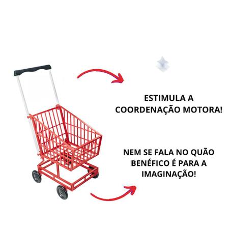 Carrinho Supermercado Infantil Menina e Menino - Vermelho - Lua de Cristal - brinquedo dia das crianças filha neta prima Imagem de Carrinho Supermercado Infantil Menina e Menino - Vermelho - Lua de Cristal